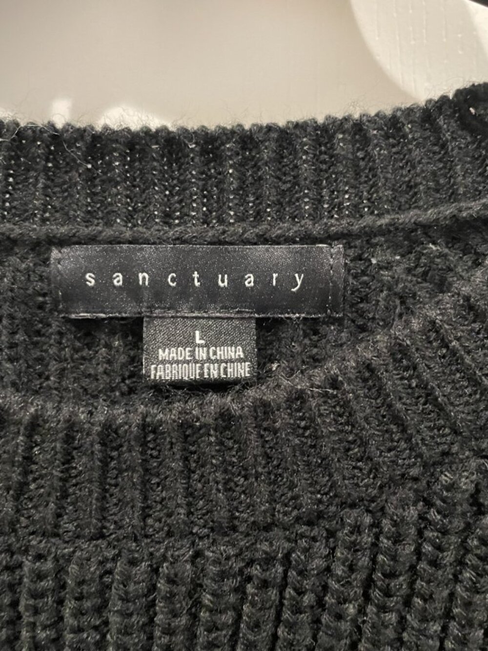 Sanctuary crew neck, pullover sweater - Size Large - Black, White, & Tan - Picture 4 of 4